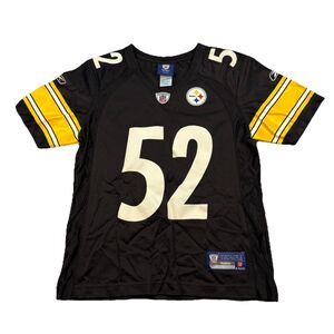 Vintage Reebok Pittsburgh Steelers Jersey Miller #52 Womens M Black NFL On Field